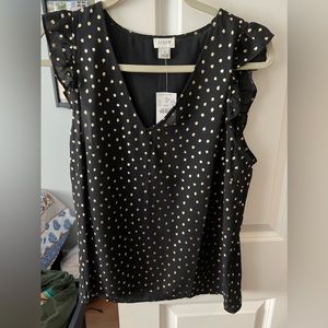 J. Crew Black Dotted Blouse
